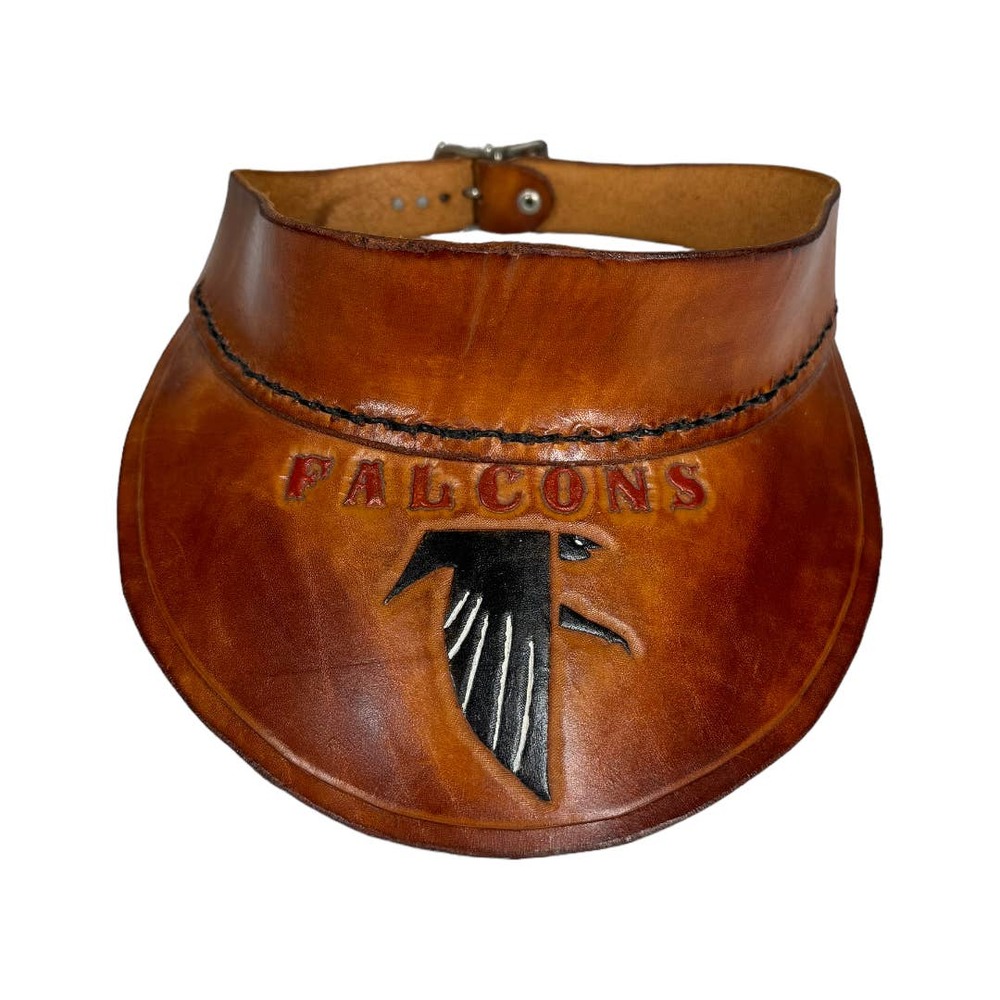 Vintage Tooled Stamped Leather Atlanta Falcons Visor Football NFL Handmade - Picture 7 of 7